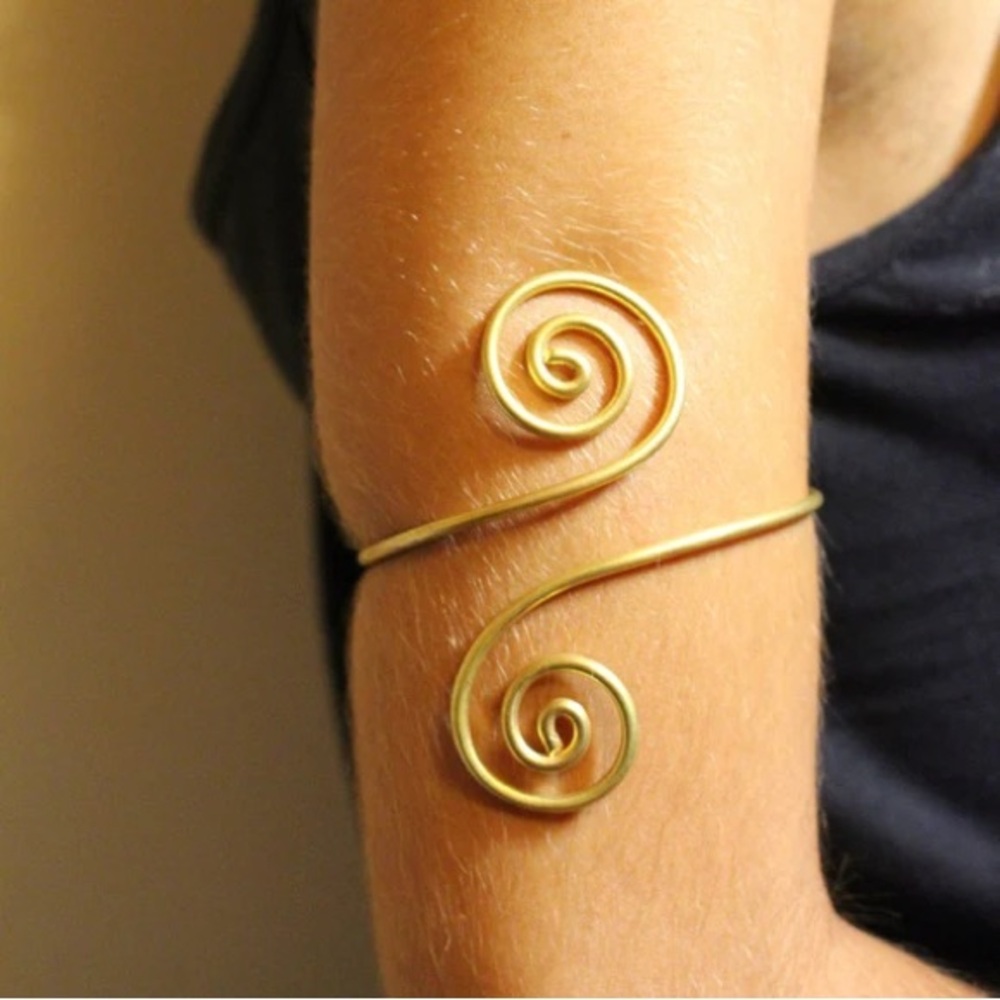 Gold Spiral arm cuff bracelet